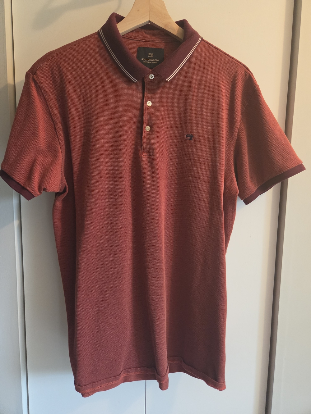 Scotch & Soda Men's Brick Red Polo with Contrast Trim
